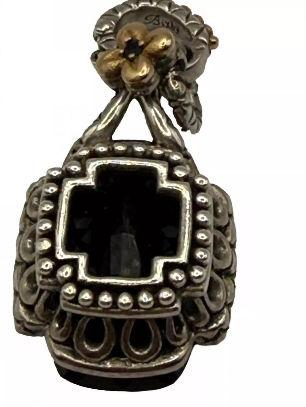 Barbara Bixby Pendant 925 18K Gold Onyx Pink Sapphire 9.54g - Picture 3 of 6